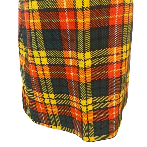 Vintage 1960s Womens Yellow Green Wool Plaid MCM Skirt - Picture 3 of 5